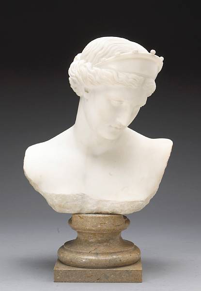 Appraisal: A carved marble bust of Diana after the antique late