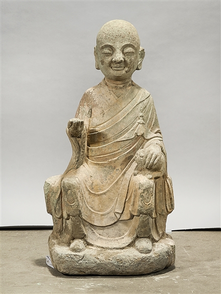 Appraisal: Chinese stone seated Buddhist figure x x approx Condition wear