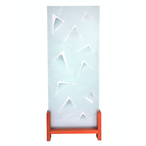 Appraisal: POST-MODERN Large frosted glass sculpture room divider x x