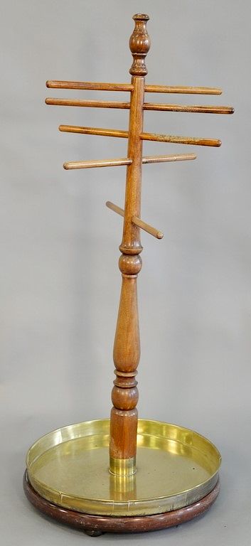 Appraisal: Victorian brass and mahogany bird perch turned stem supporting five