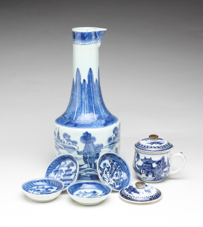 Appraisal: Late th- th century Four Canton sauces and ewer h