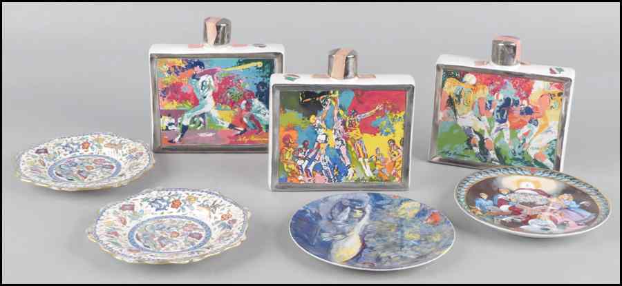 Appraisal: THREE LEROY NEIMAN COMMEMORATIVE DECANTERS Together with a Marc Chagall