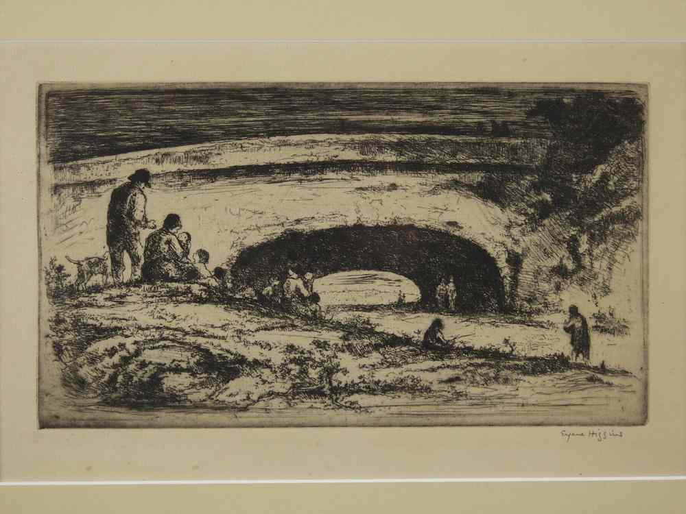 Appraisal: ETCHING - Children by an aqueduct by Eugene Higgins NY