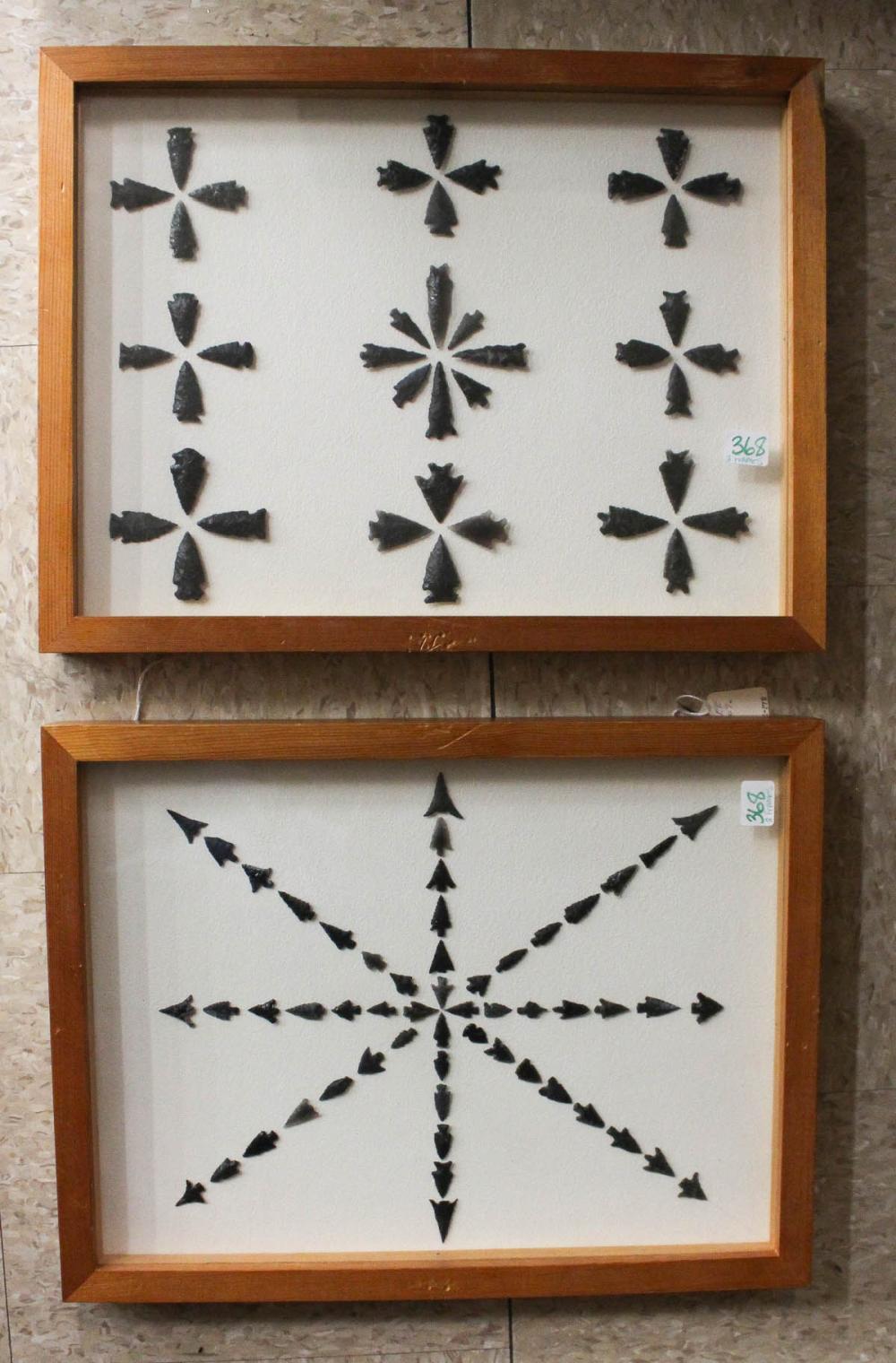 Appraisal: TWO FRAMES OF NATIVE AMERICAN ARROW POINTS the first having