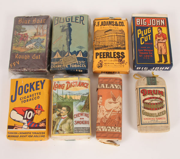 Appraisal: Eight packages of tobacco pouches with print and litho labels