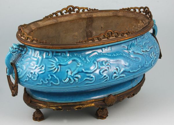 Appraisal: th Century Chinese porcelain planter with tin liner h x