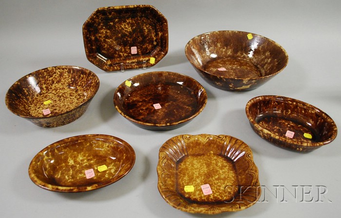 Appraisal: Seven Assorted Rockingham Glazed Ceramic Items two serving bowls two