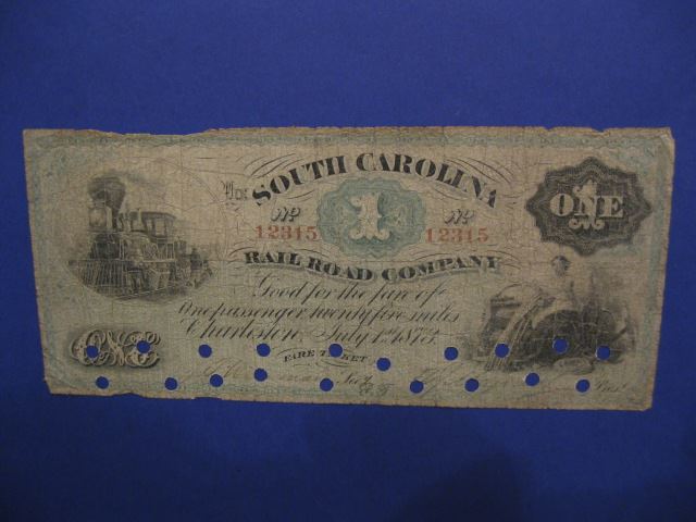 Appraisal: Charleston South Carolina Note South Carolina Railroad Company cut cancelled