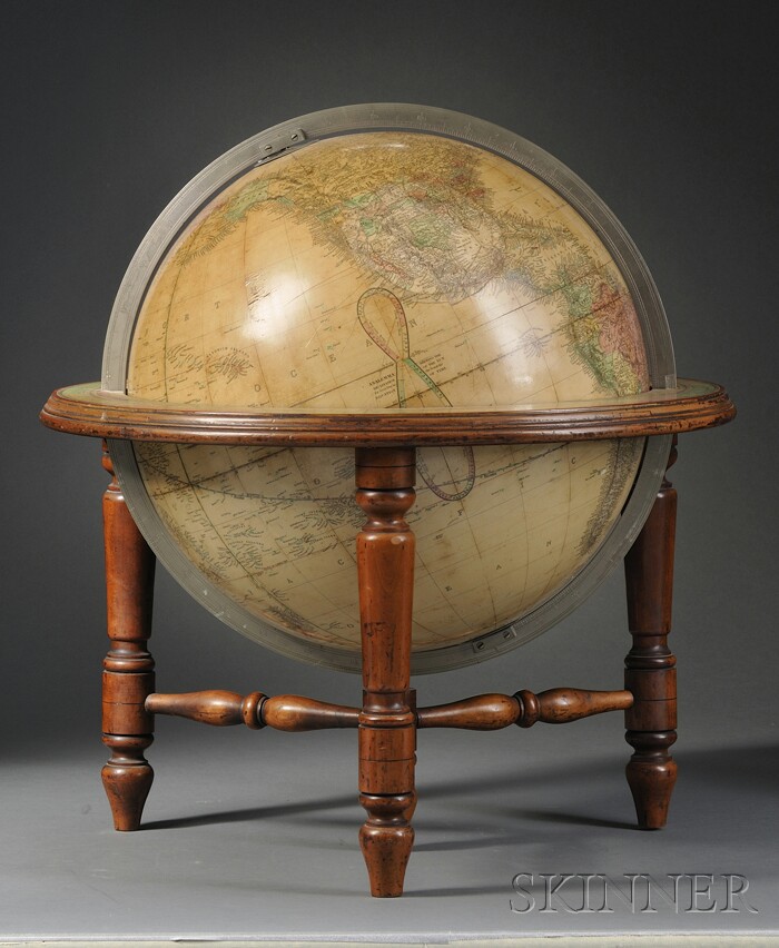 Appraisal: -inch Gilman Joslin Library Globe Boston Massachusetts with twelve printed