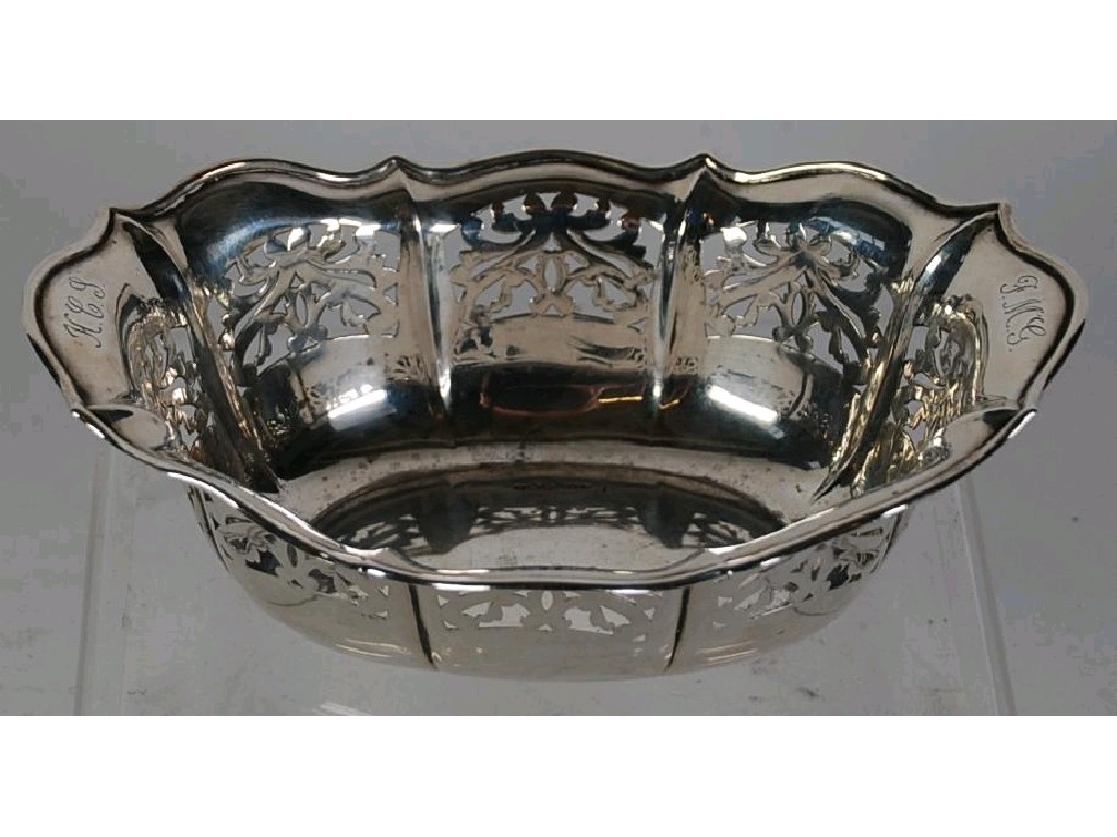 Appraisal: GEORGE V PIERCED SILVER BOWL by John Round Son steep