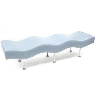 Appraisal: Contemporary Upholstered Waveform Bench Contemporary upholstered waveform bench Naugahyde and