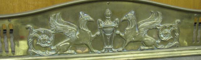 Appraisal: Reticulate Brass Decorative Fireplace Fender with winged horse motif ''