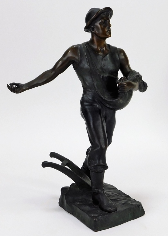 Appraisal: JULIUS PAUL SCHMIDT-FELLING FARMER BRONZE STATUE Germany - Naturalistic depiction