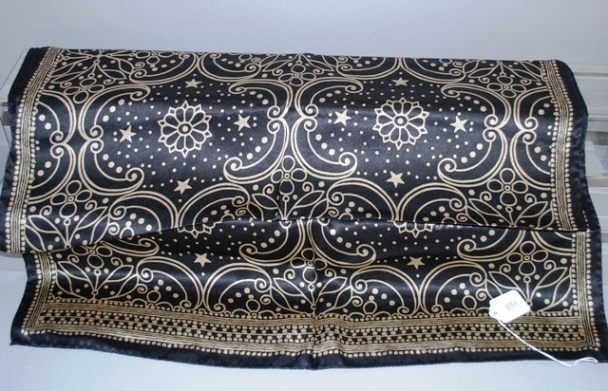 Appraisal: Black beige print silk scarf - no label Approx size