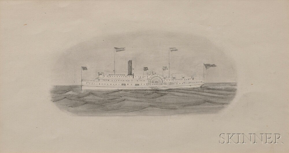 Appraisal: American School th Century Drawing of the Sidewheeler CITY OF