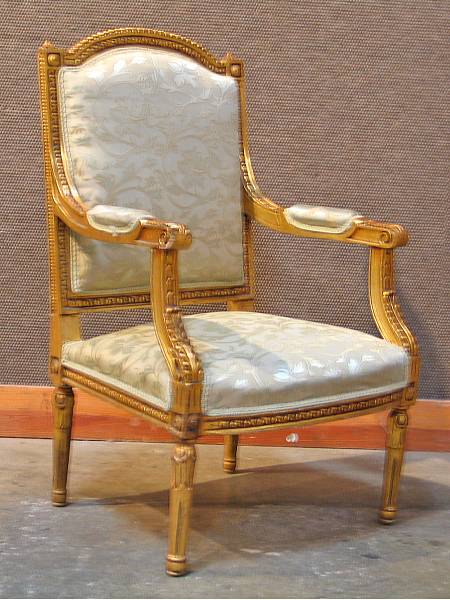 Appraisal: A set of four Louis XVI style giltwood fauteuils height