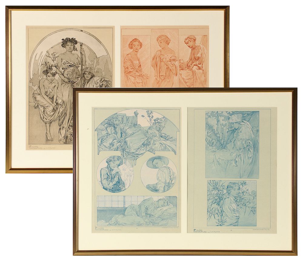 Appraisal: ALPHONSE MUCHA PLATES FROM FIGURES DECORATIVES Alphonse Maria Mucha -