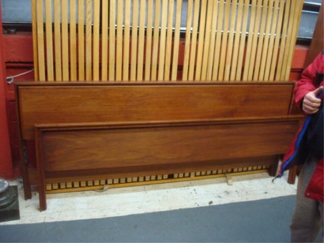 Appraisal: Mid Century king size bed w slatted inserts along w