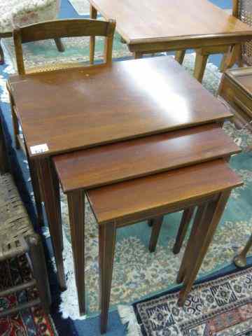 Appraisal: Mahogany Nest of Tables Pembrook style inlay tallest is ''