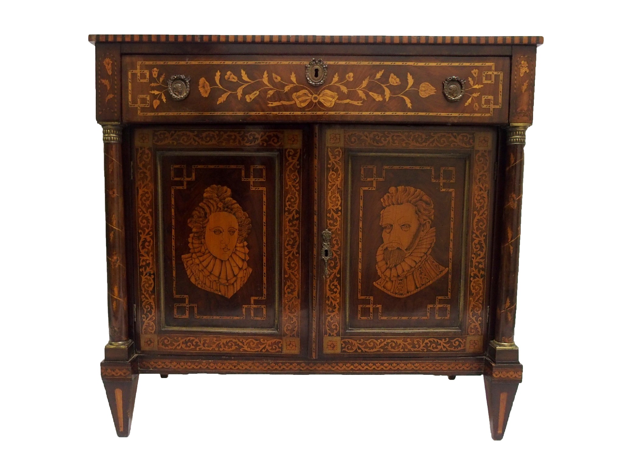 Appraisal: A Dutch rosewood marquetry cabinetthe top inlaid with a foliate