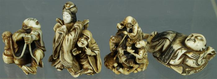 Appraisal: carved ivory figural netsuke tallest Estimate -