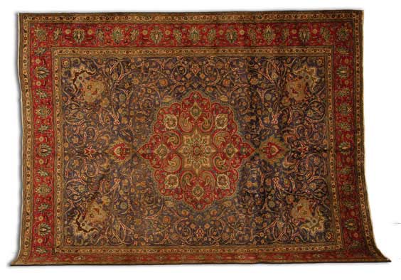 Appraisal: PERSIAN TABRIZ WOOL RUG Semi-antique Persian Tabriz wool rug with