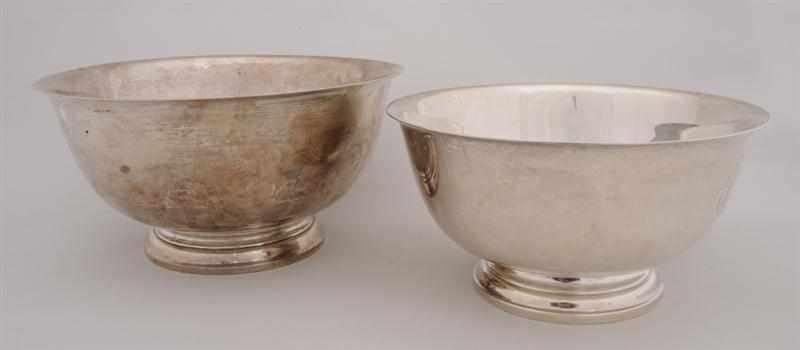 Appraisal: TWO AMERICAN SILVER REVERE BOWLS Comprising an International with script