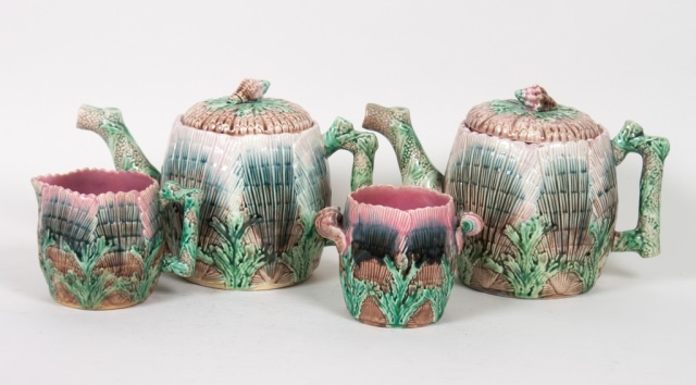 Appraisal: Griffin Smith Hill majolica -piece tea set late th century