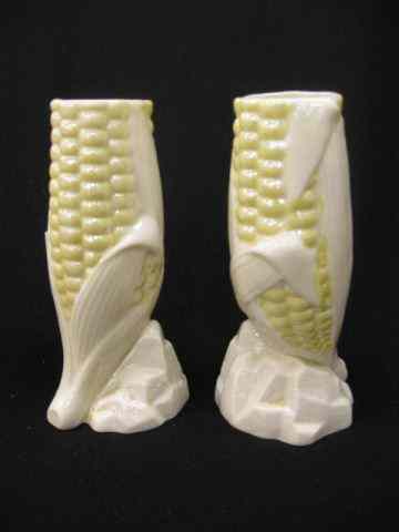 Appraisal: Pair of Irish Belleek Porcelain Vases figural corn design ''