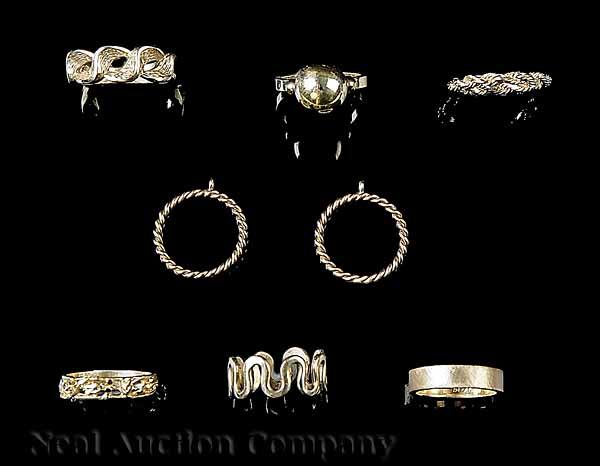 Appraisal: A Group of Eight Yellow Gold Rings late th c