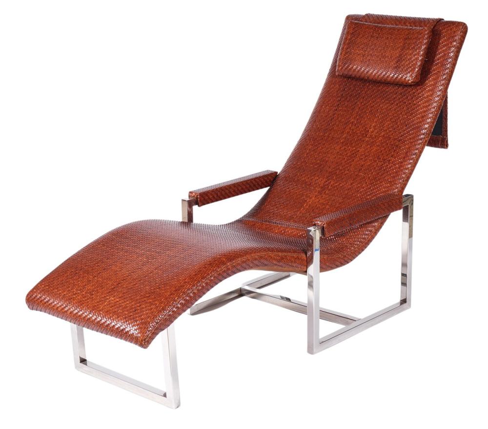 Appraisal: ATTR RALPH LAUREN LEATHER CHROME LOUNGE CHAIRAttrib to Ralph Lauren