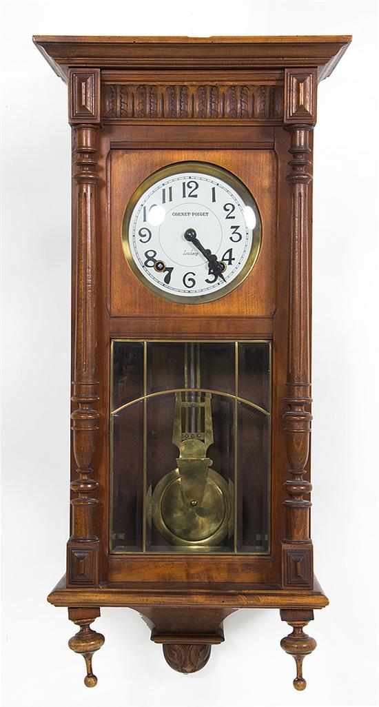 Appraisal: French mahogany wall regulator clock early th century flat top