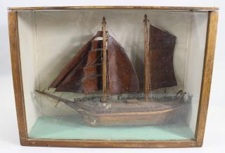 Appraisal: Cased Wooden Ship Model Cased Wooden Ship Model Case Height