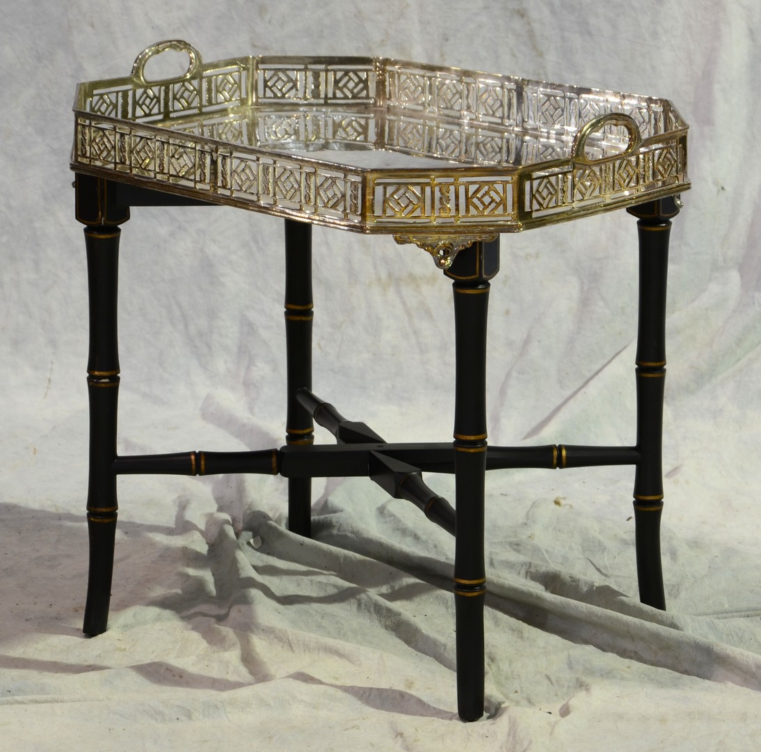 Appraisal: Silverplated Gallery Tray Top Table th c With A Black