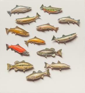 Appraisal: Thirteen Fish Pins by Robert Spring Thirteen Fish PinsRobert Springc