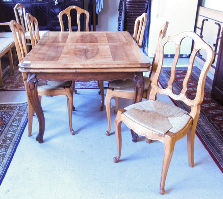 Appraisal: COUNTRY FRENCH DINING TABLE AND SIX CHAIRS Continental late th