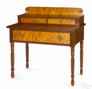 Appraisal: New England Sheraton cherry and bird's-eye maple dressing table ca