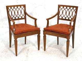 Appraisal: Set Antique French Style Cane Seat Arm Chairs Backs with