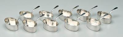 Appraisal: Christofle silver plate sauce pans set of ten oval handles