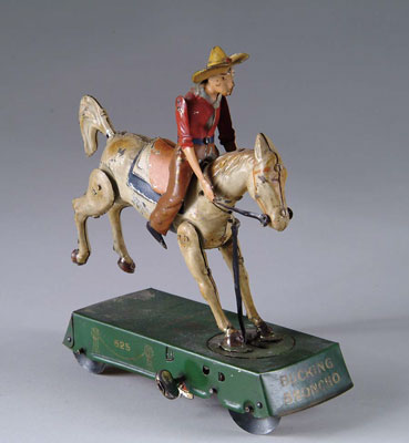 Appraisal: LEHMANN BUCKING BRONCHO Germany Platform toy rolls forward with wind-up