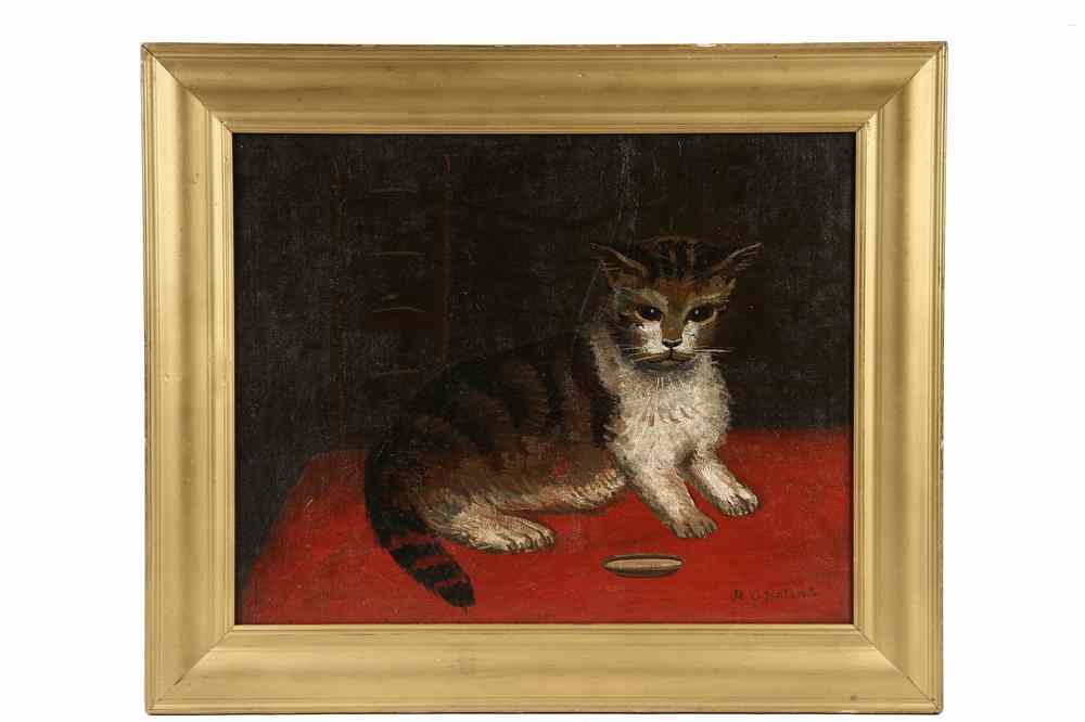 Appraisal: OOC - Calico Cat with Milk Pan by Mildred Osmun