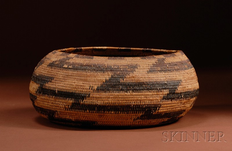 Appraisal: California Coiled Basketry Bowl Pomo c the compressed form with