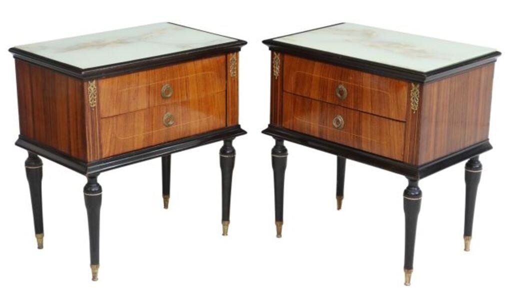 Appraisal: pair Italian mid-century modern rosewood nightstands c s having faux