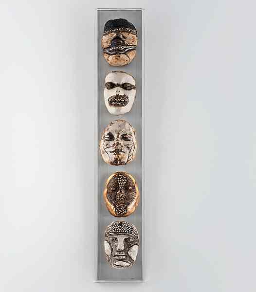 Appraisal: Michele Oka Doner USA Totem with Five Masks ca -