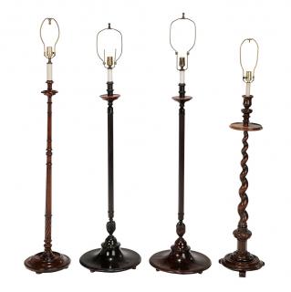 Appraisal: Group of Four Mahogany and Walnut Floor Lamps th century