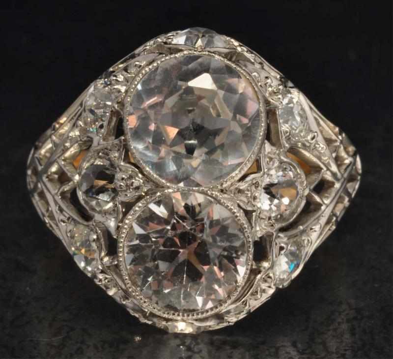 Appraisal: K Two-Tone Gold Diamond White Sapphire Ring Description Diamonds ctw