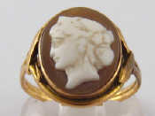 Appraisal: An antique carat gold shell cameo ring cameo approx x