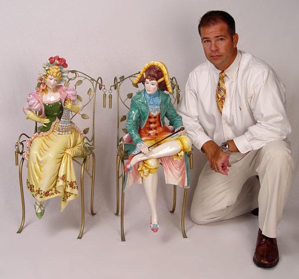 Appraisal: CAPODIMONTE ITALIAN CERAMIC FIGURES Man and woman dressed in their