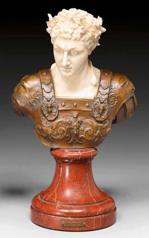 Appraisal: SMALL IVORY BUST OF DES TITUS Italy th century Ivory