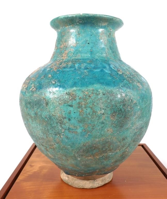 Appraisal: SYRIAN RAKKA LUSTERWARE C CERAMIC VASE VESSEL th century Syrian